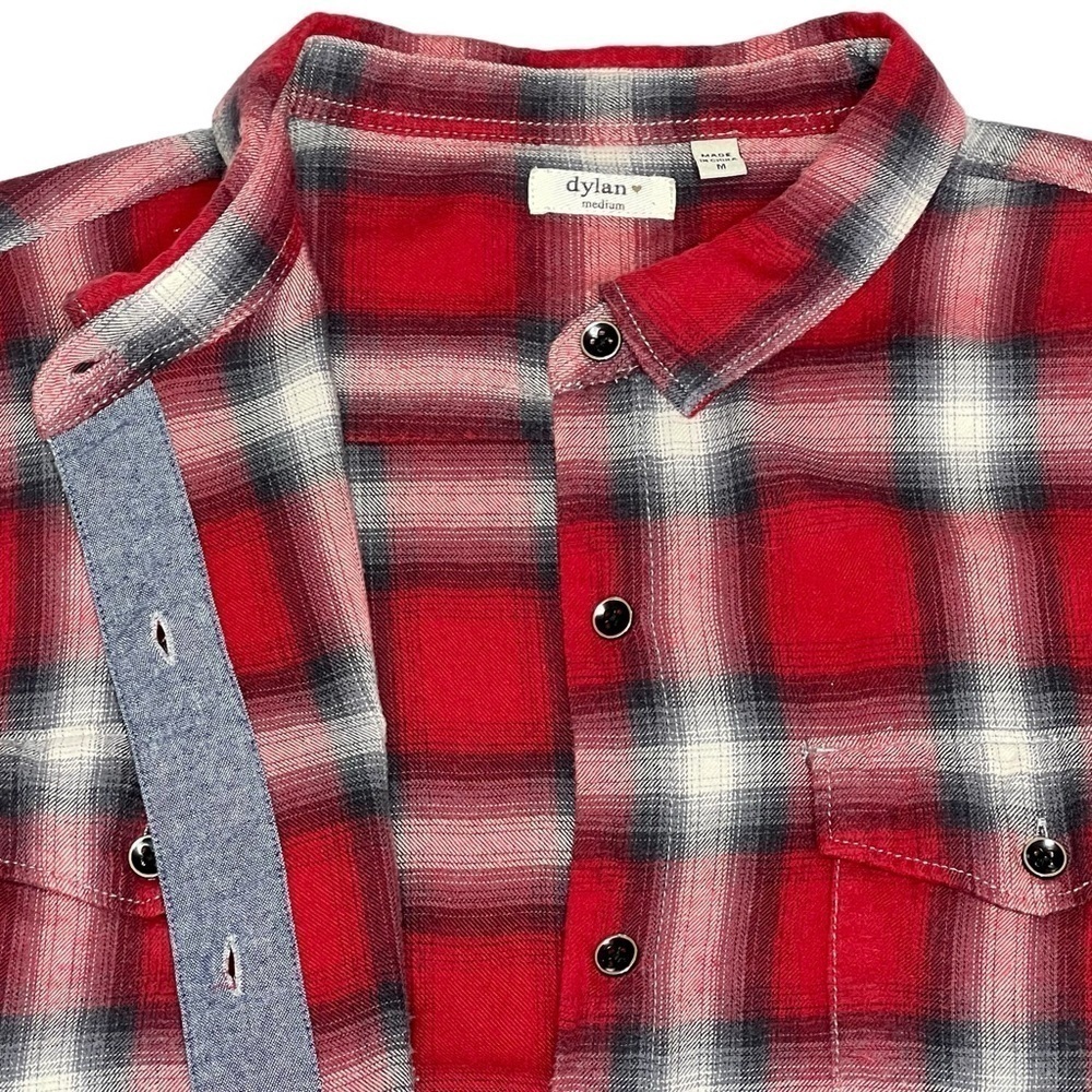 DYLAN Long Sleeve Red Black White Plaid Flannel Shirt Ultra Soft Women's Size M - Picture 8 of 16